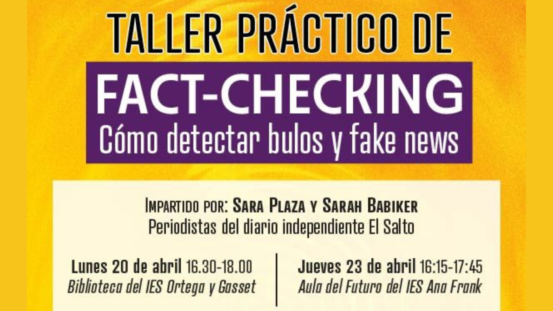 Imagen Taller de fact-checking: Cómo detectar bulos y fake news